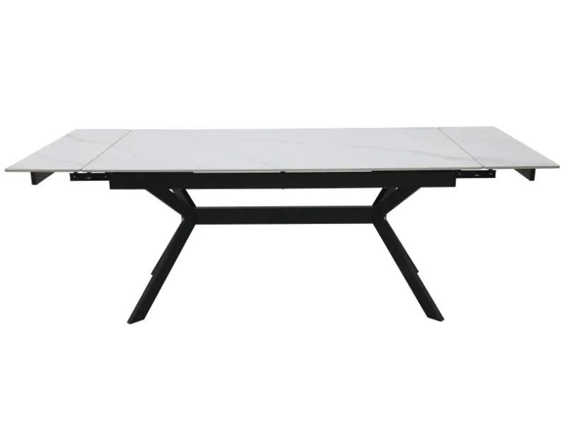 Stół rozkładany IMPERIA 180(240)x90 cm biały marmur/ czarny