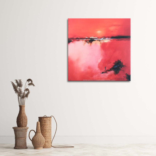 Feeby Obraz na płótnie Czerwony widok na wioskę 30x30