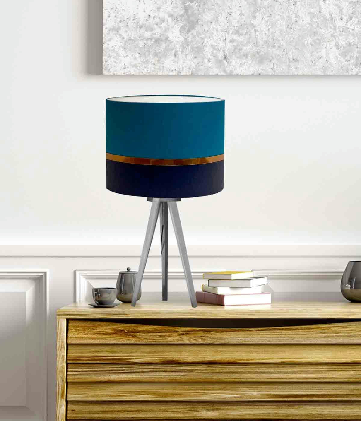 KHARANI - Abat-jour chevet bicolore Bleu D: 25 x H: 18