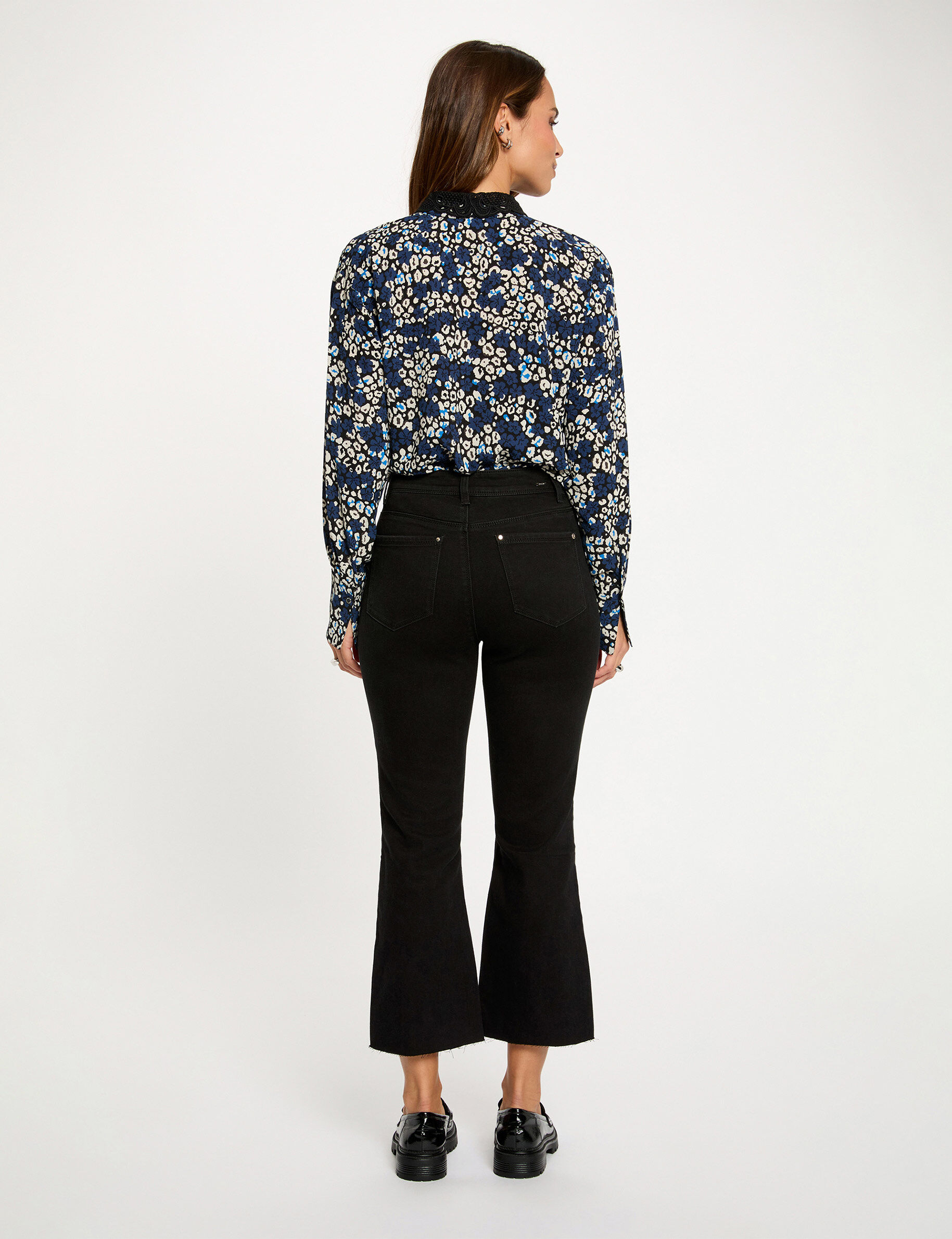 Cropped Flare Jeans Black Women