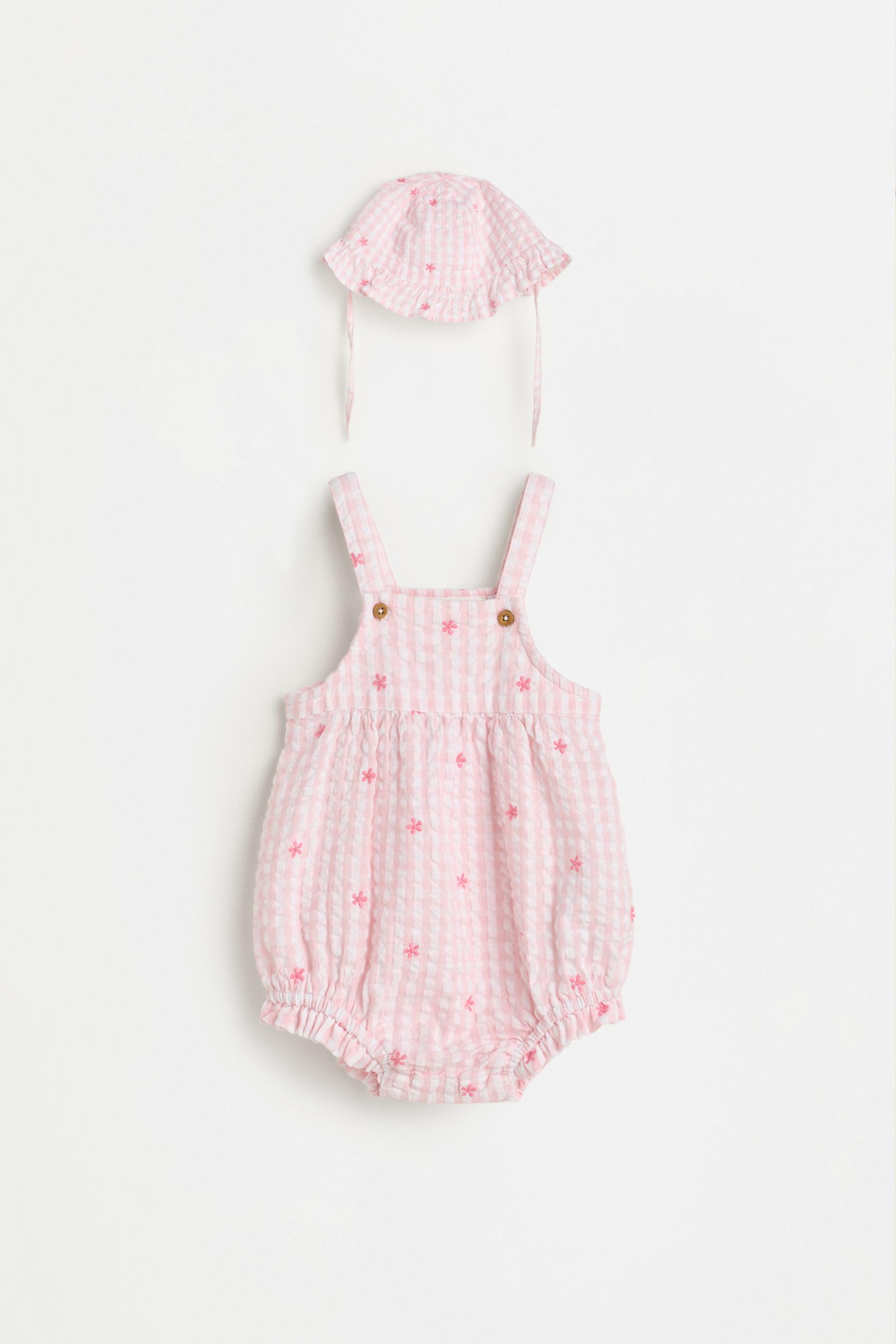 Set pelele y gorro vichy bordado