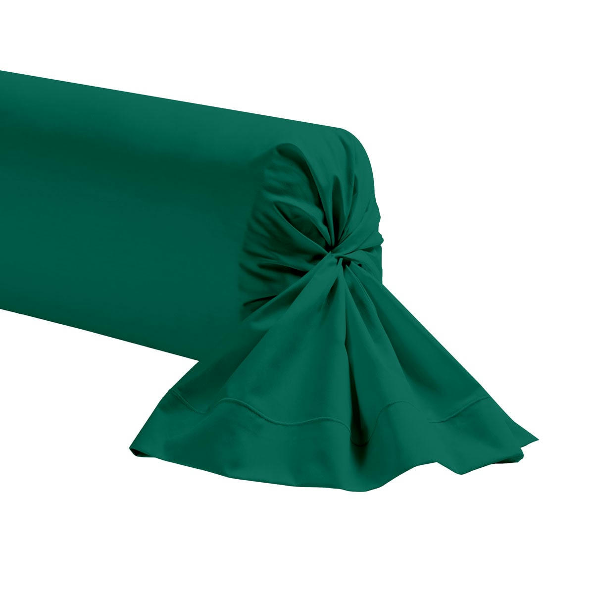 UNIS - Taie de traversin unie en coton vert opale 85x185