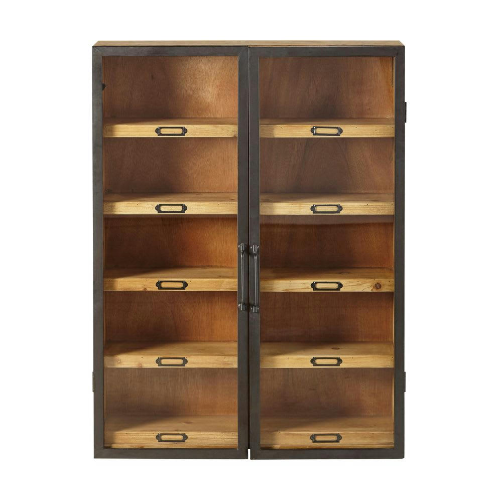 - Etagère en sapin 2 portes en verre