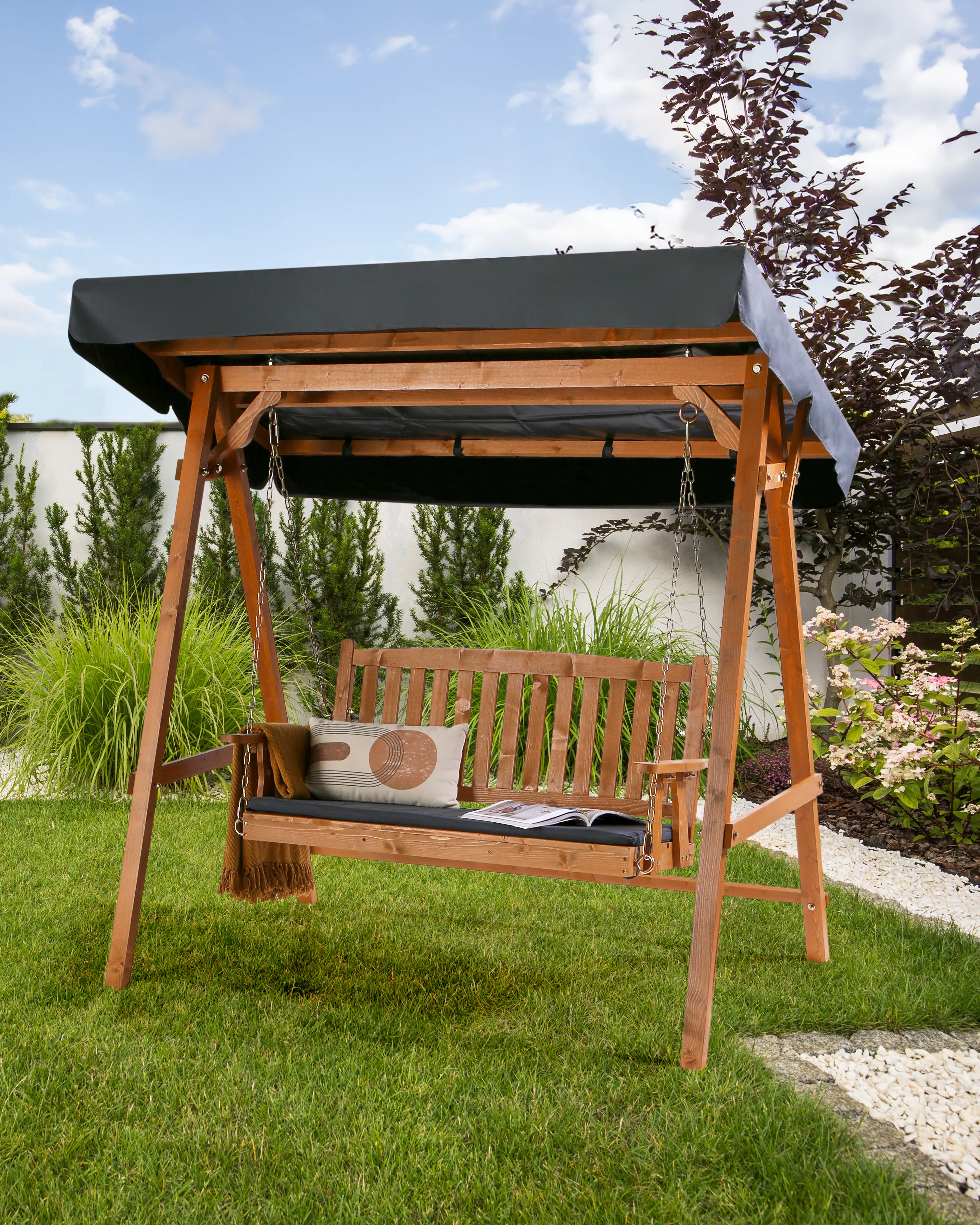 Patio Swing FIBBIALLA Spruce Wood Brown