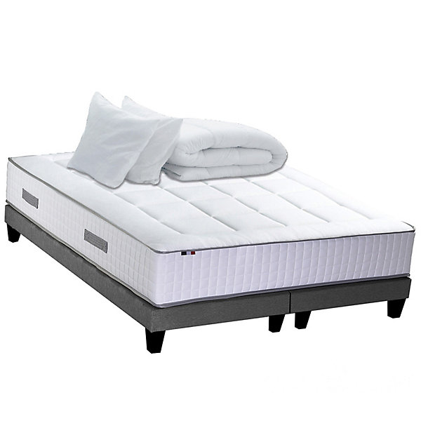 Pack matelas ressort et visco et 2 sommiers couette oreiller 160x200