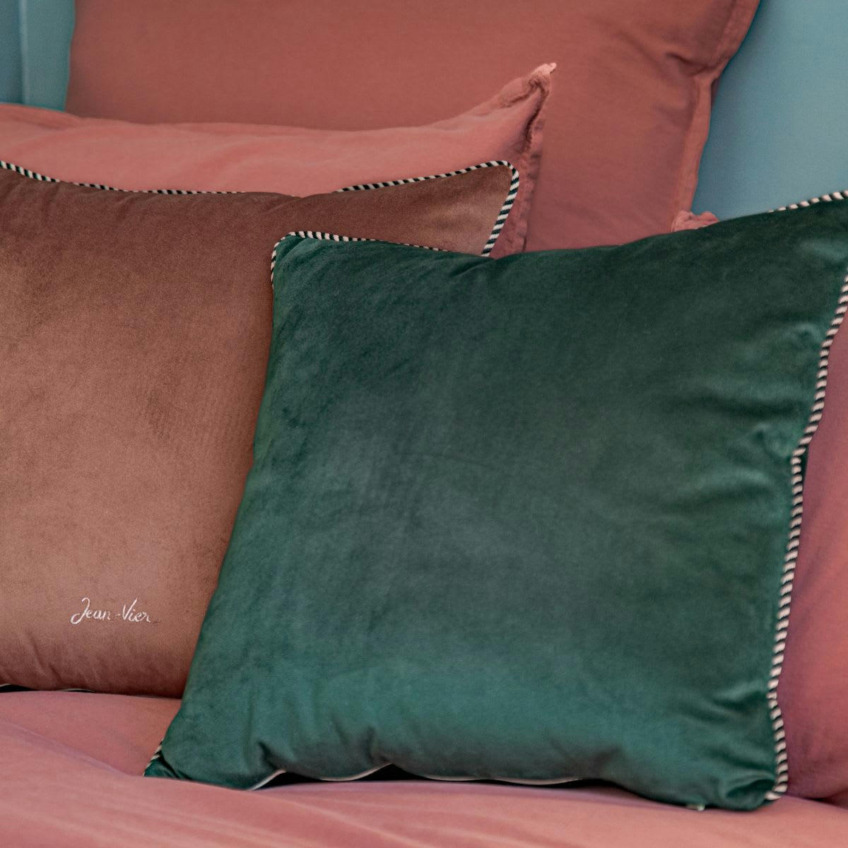 GOZOA - Housse de coussin en velours vert forêt 40x40 cm