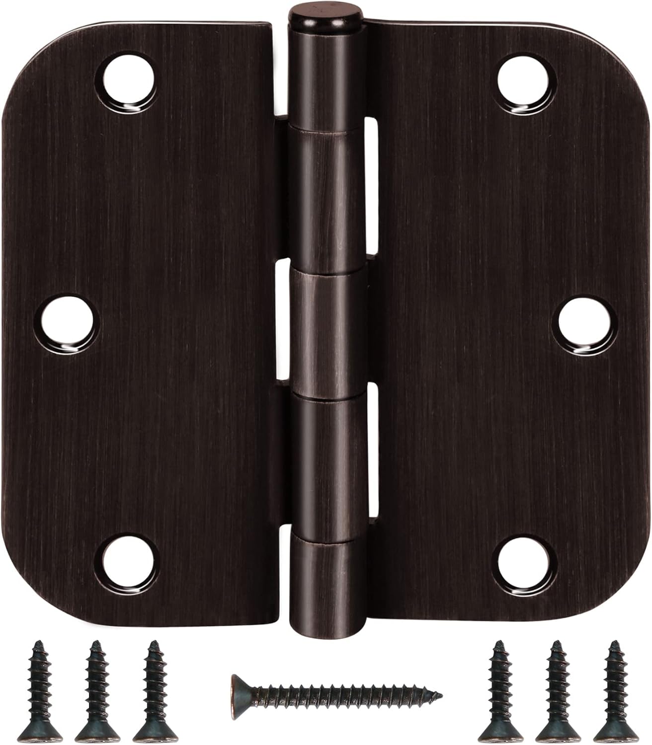 12 Pack Oil Rubbed Bronze Door Hinges 3.5 x 3 1/2 Inch Black Brushed Interior Hinge Rounded 5/8 Radius Corner 3 ½Iron Residential Standard Bedroom Bifold Single Double Doors Hardware Kit