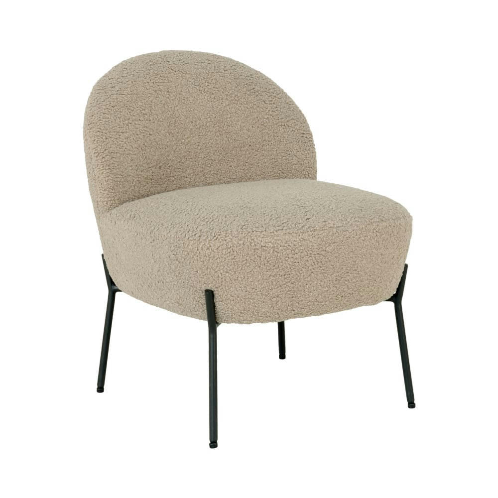 MERIDA - Fauteuil en tissu bouclette et métal sable