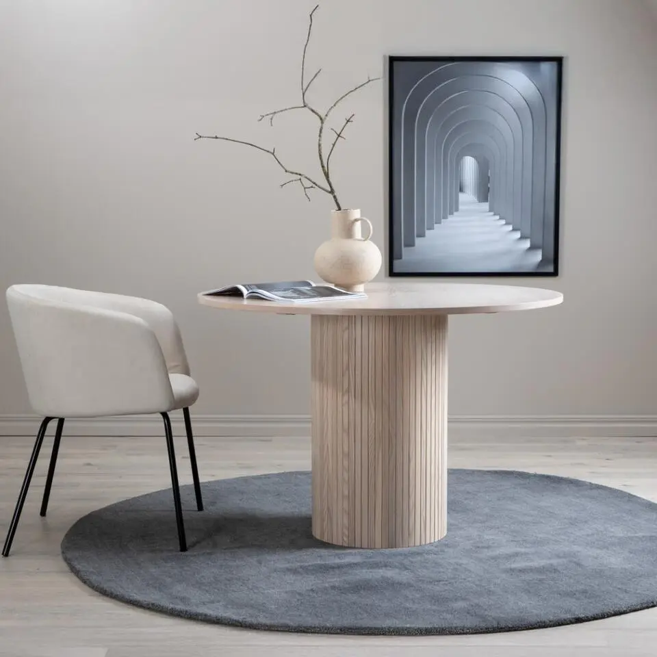 Eettafel Rond Beige 110cm - Fineer - Scandinavisch