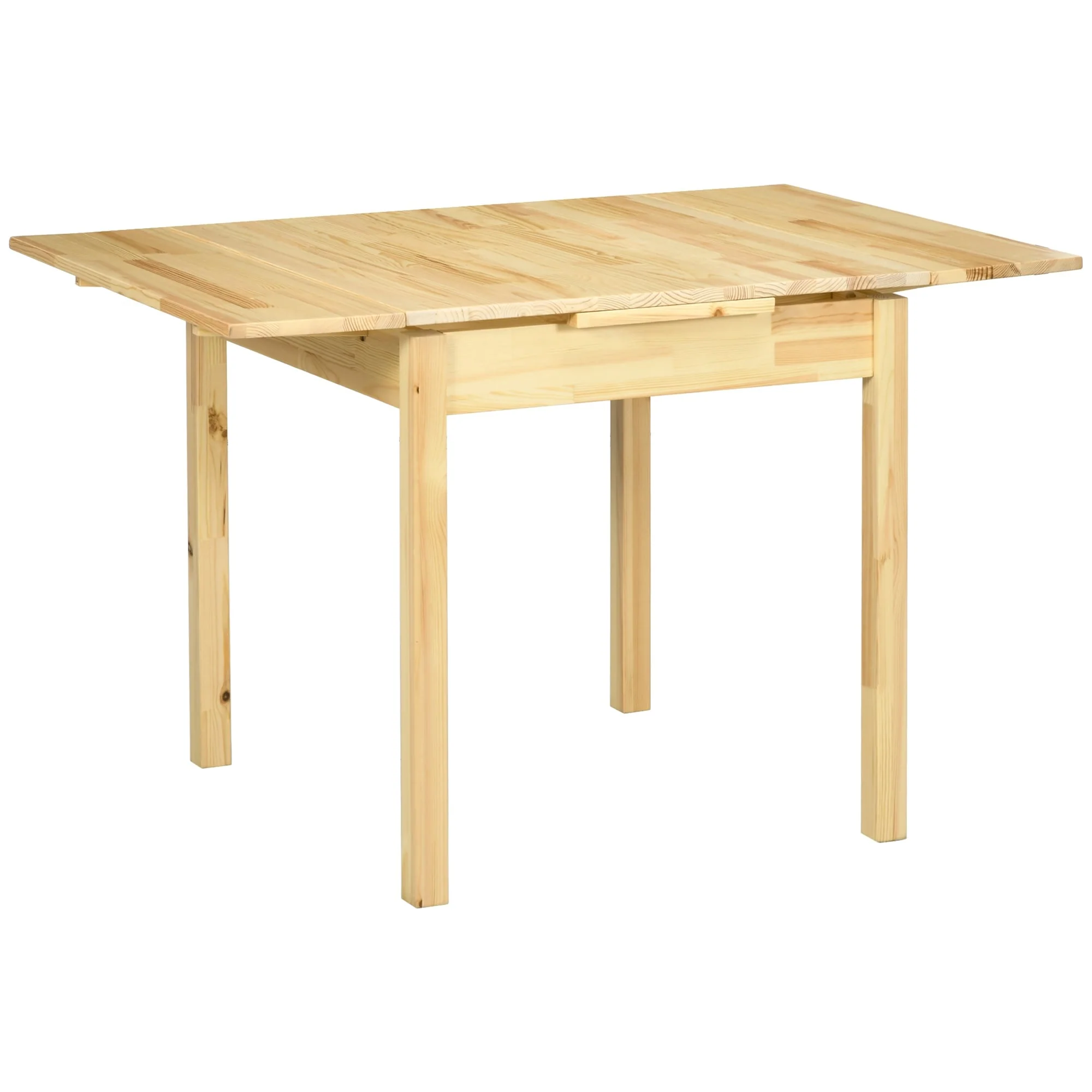 HOMCOM Folding Dining Table with Pine Wood Frame, Drop Leaf Tables for Small Spaces, Natural