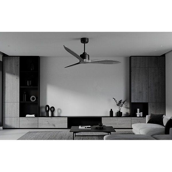 Modulo Latino Slim - Super destratificateur et ventilateur DC 132 cm noirpales bois gris idéal 26 à 40 m²