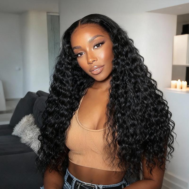 【HOT】Nadula 13x6 Lace Water Wave Human Hair Wig With Drawstring 200% Density Pre Cut Pre Bleached Glueless Wigs Transparent Ready To Wear Skinmelt HD Lace Frontal