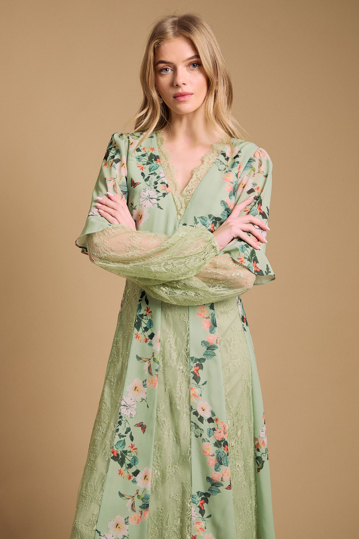 Oasis Lace Panel Midi Dress