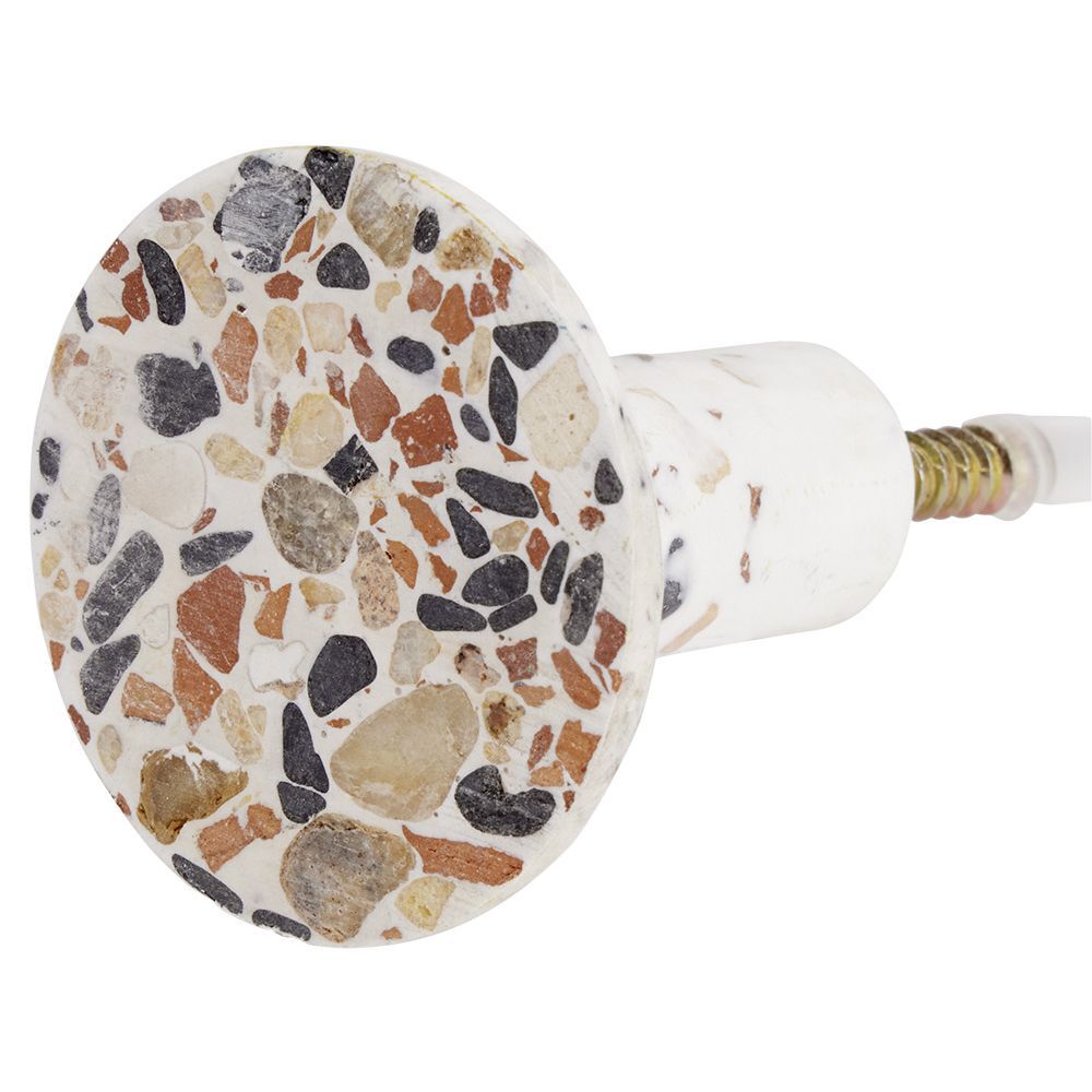 Patère murale ronde motif terrazzo polyrésine Ø5cm