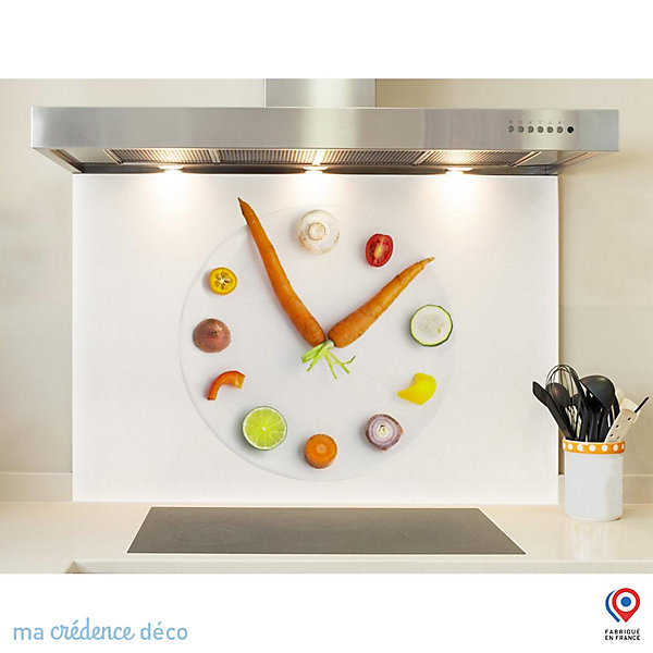 Crédence cuisine fond de hotte Horloge - Alu composite - L 60 cm x H 45 cm - MaCrédenceDéco