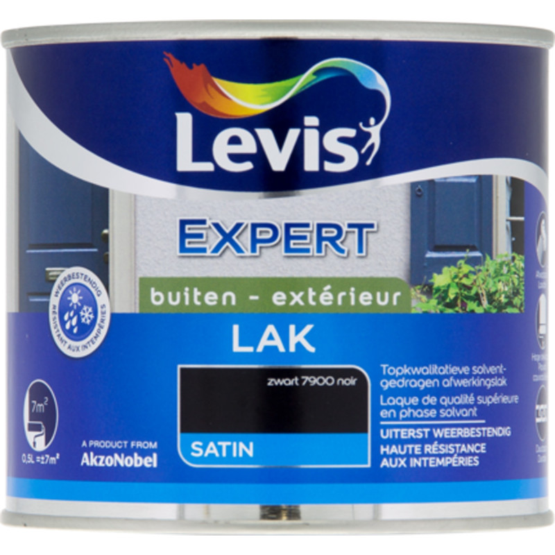 Laque Expert Extérieur noir satiné 0,5 L LEVIS