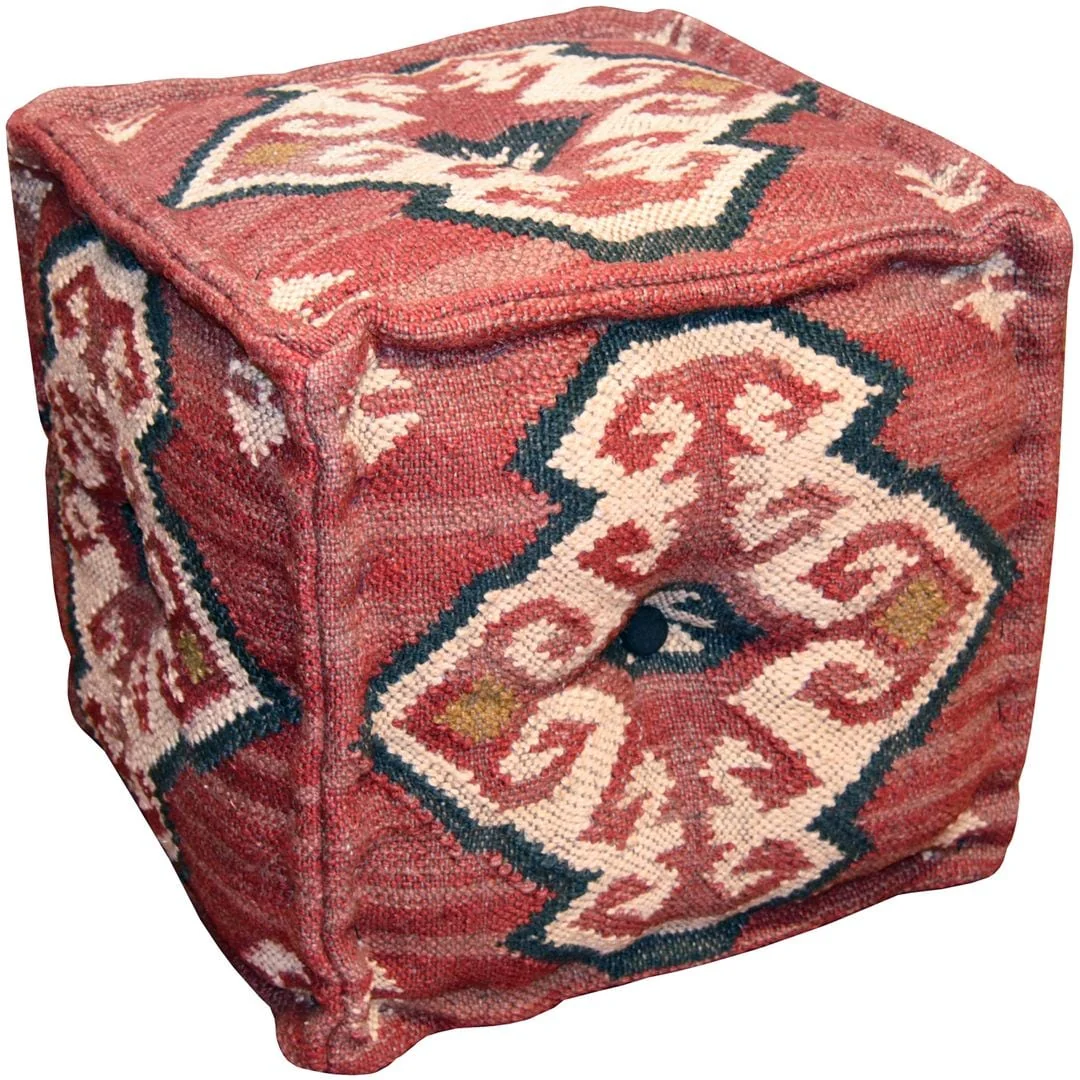 HERAT ORIENTAL Handmade Indo Wool and Jute Kilim Pouf