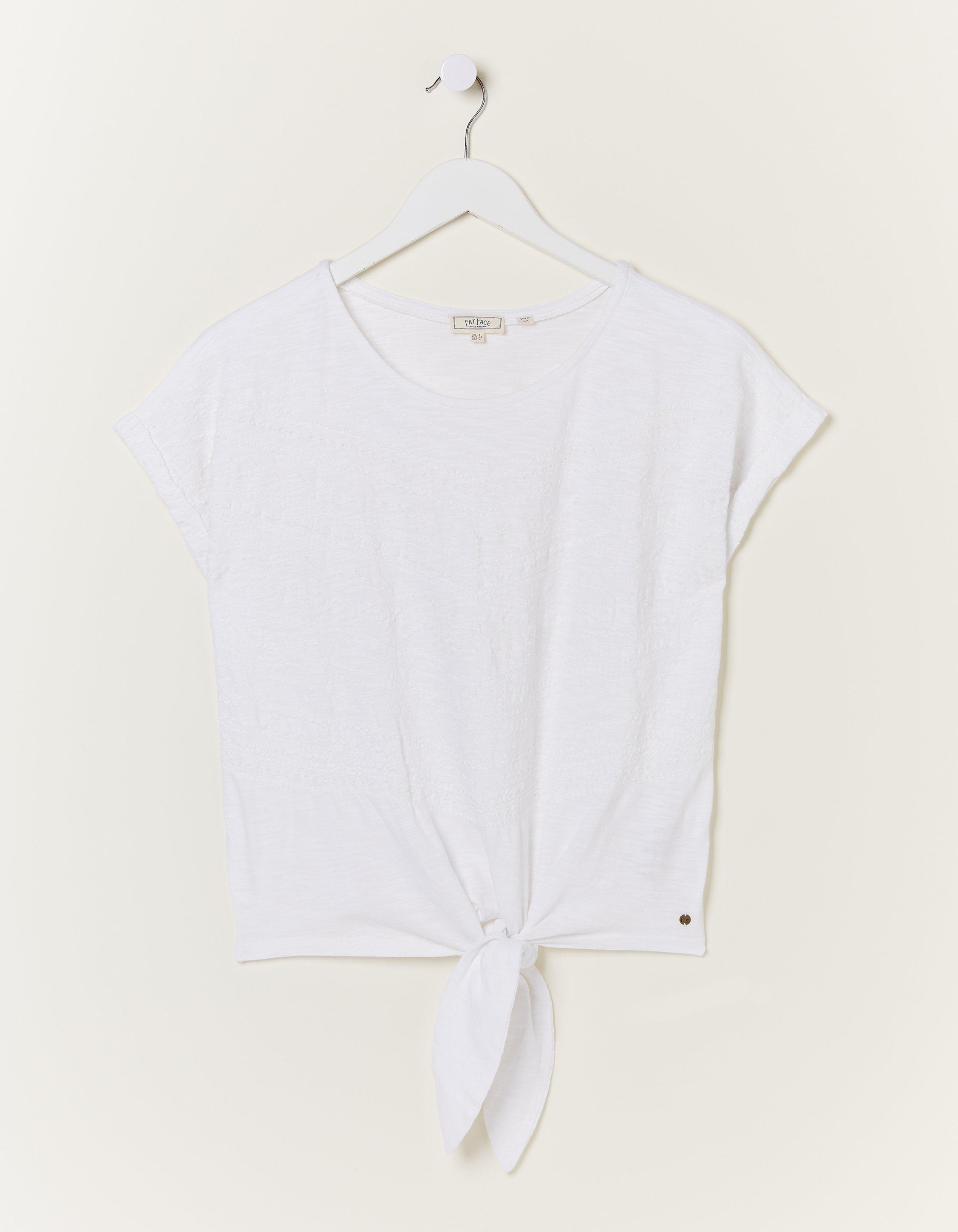 Fran Broderie Tie Front Top