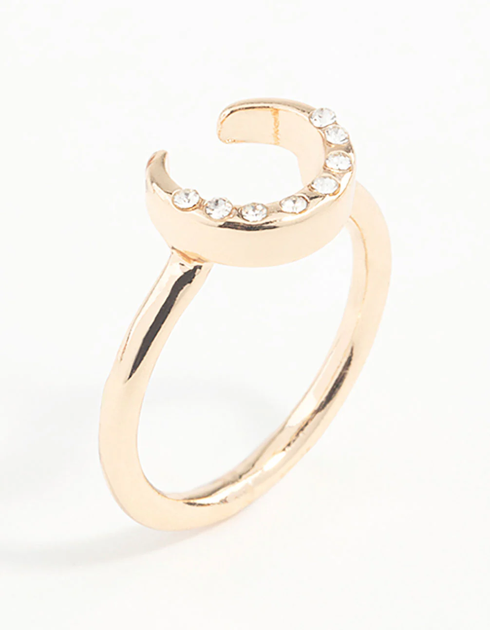 Gold Horseshoe Diamante Ring