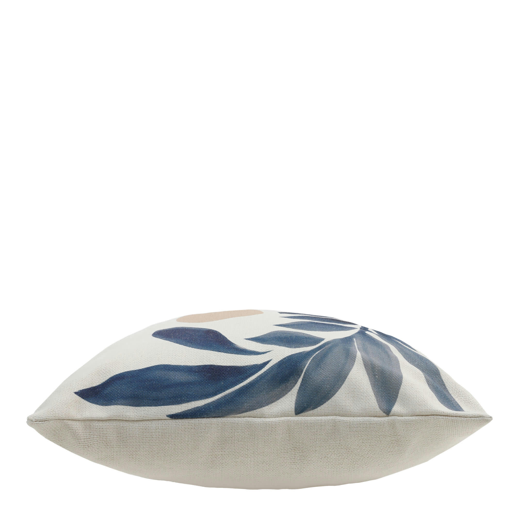 - Coussin à imprimé feuilles de noyer beige/bleu