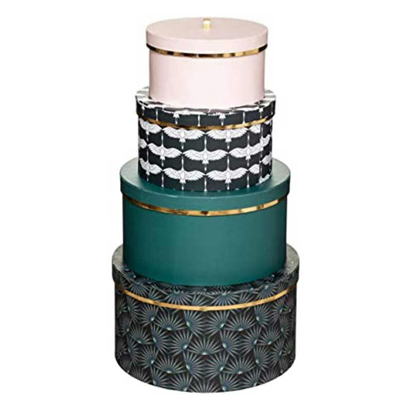 - 5 boîtes gigognes rondes en carton 9 x 16,5 cm à 19 x 35,5 cm