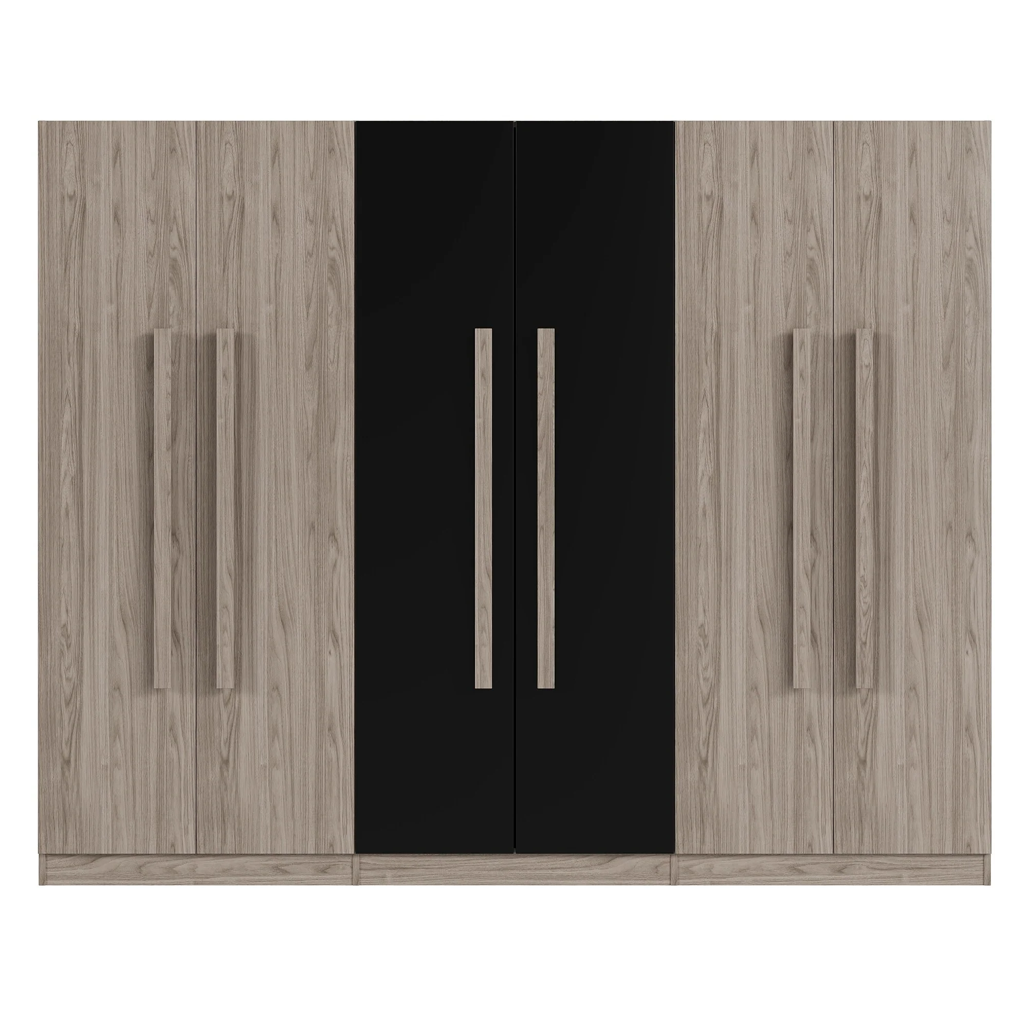 Wooden 6-DoorsWardrobe with Drawers and Hanging Rail & Shelf