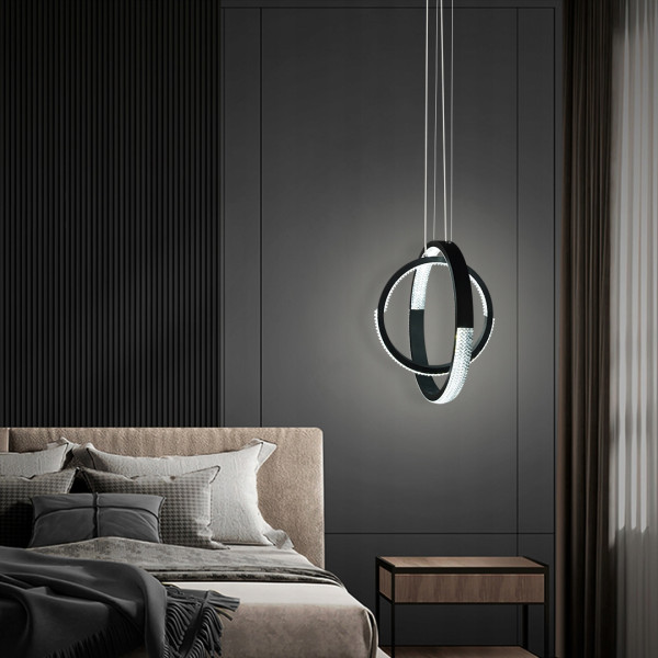 Lampa Sufitowa LED Żyrandol Czarna Ring PILOT