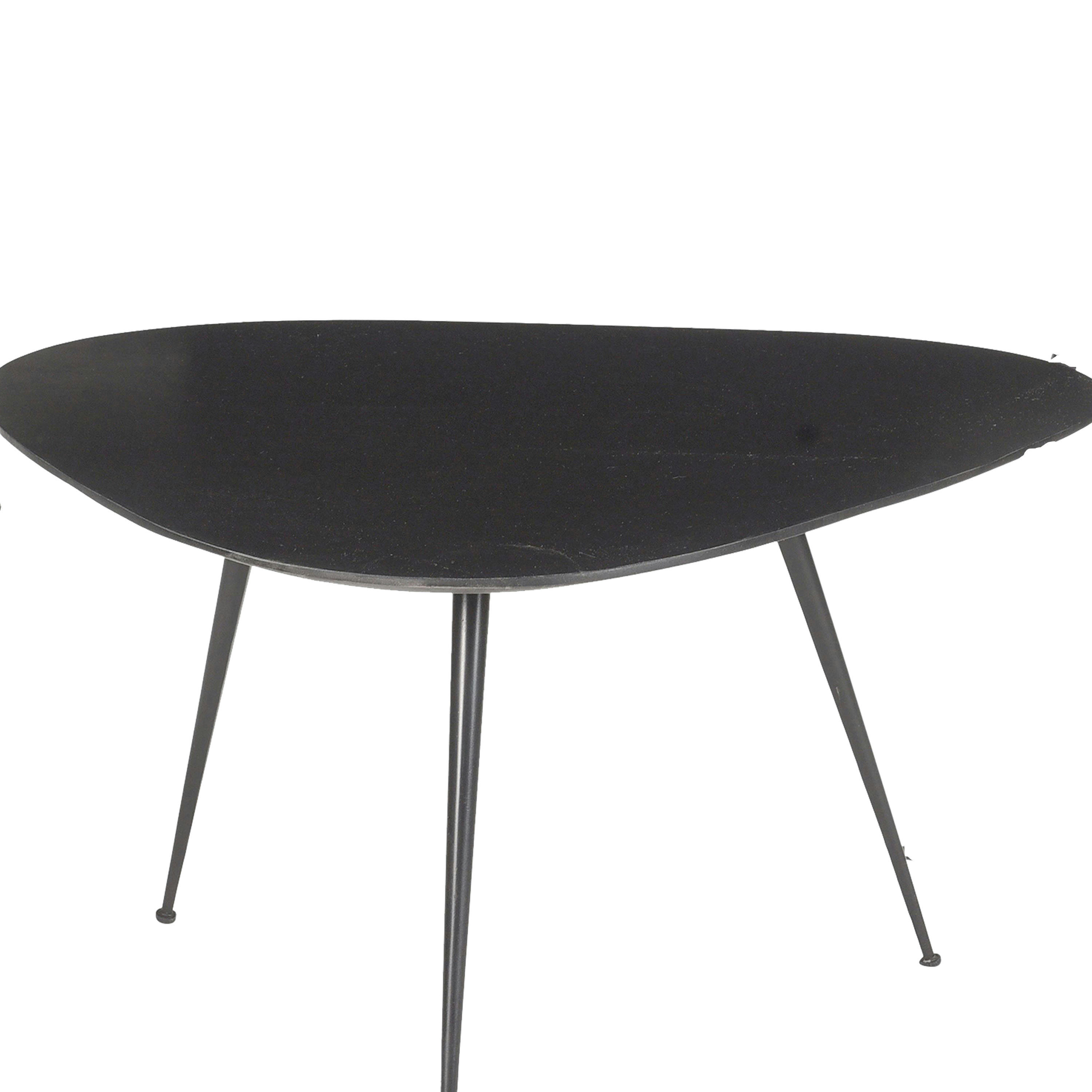 LOUANE - LOUANE-Set de 3 Tables basses gigognes Manguier teinté noir et métal