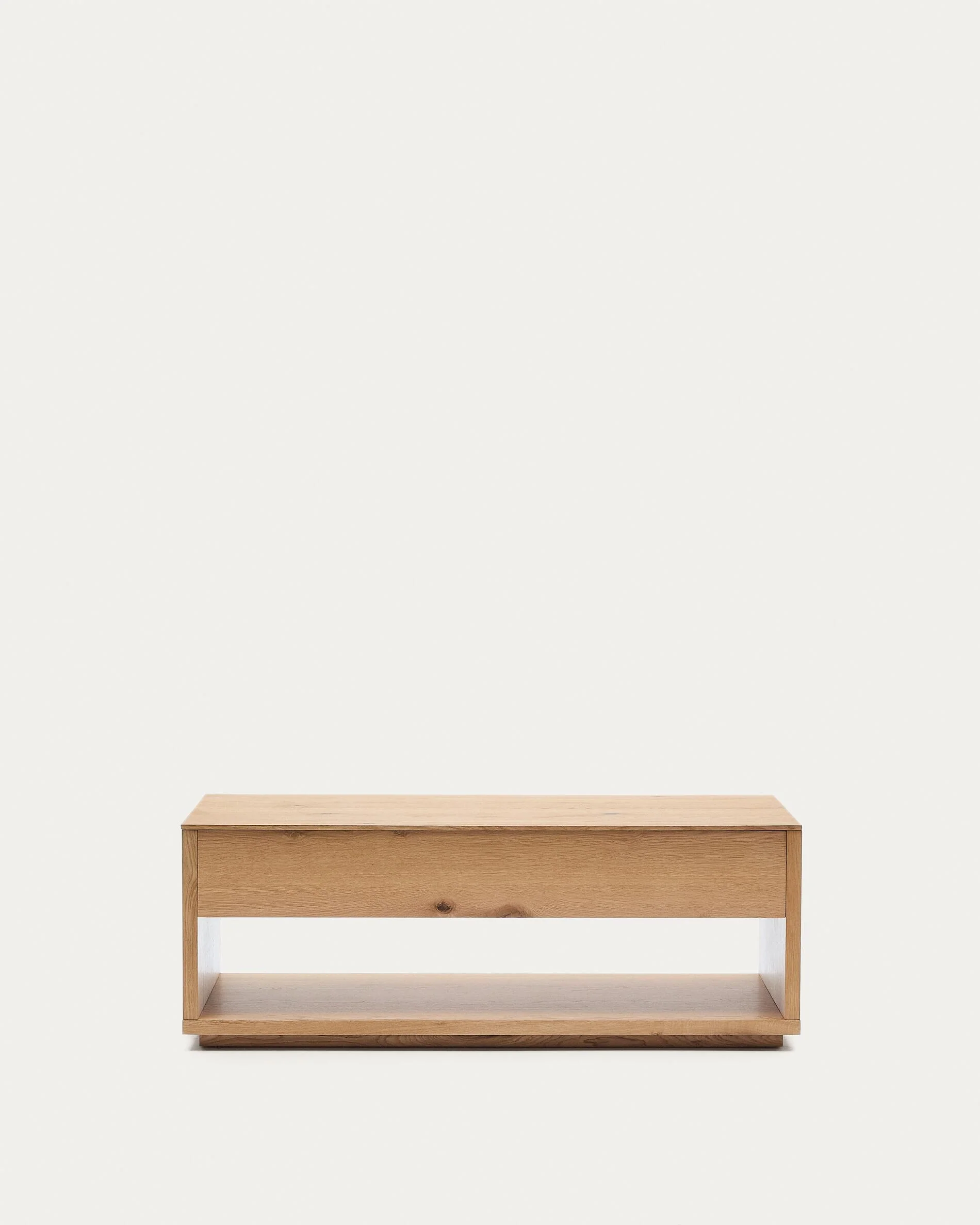 Alguema raisable coffee table in oak veneer with natural finish 120 x 60 cm