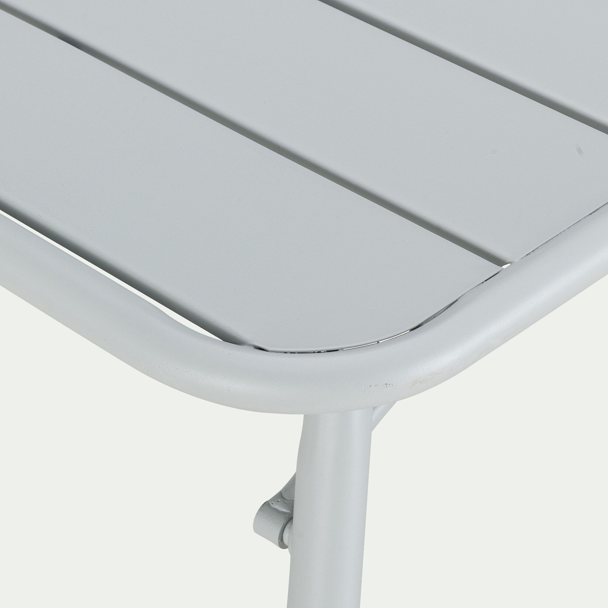 SOURIS - Table de repas jardin pliante rectangle en acier - gris vésuve (6 places)