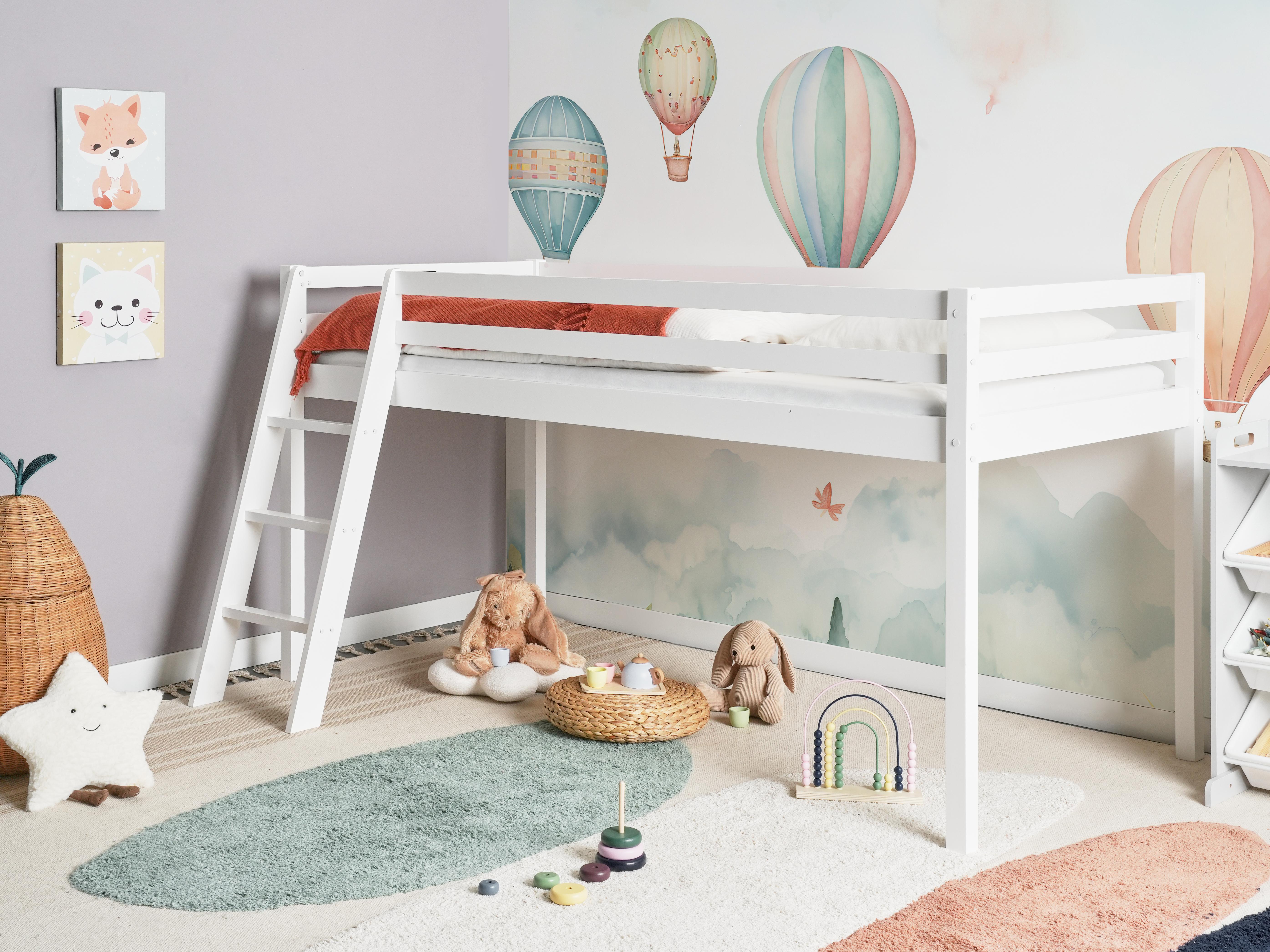 Mid Sleeper Bed Pine Wood ASCOUX 90 x 200 cm (EU Single) White