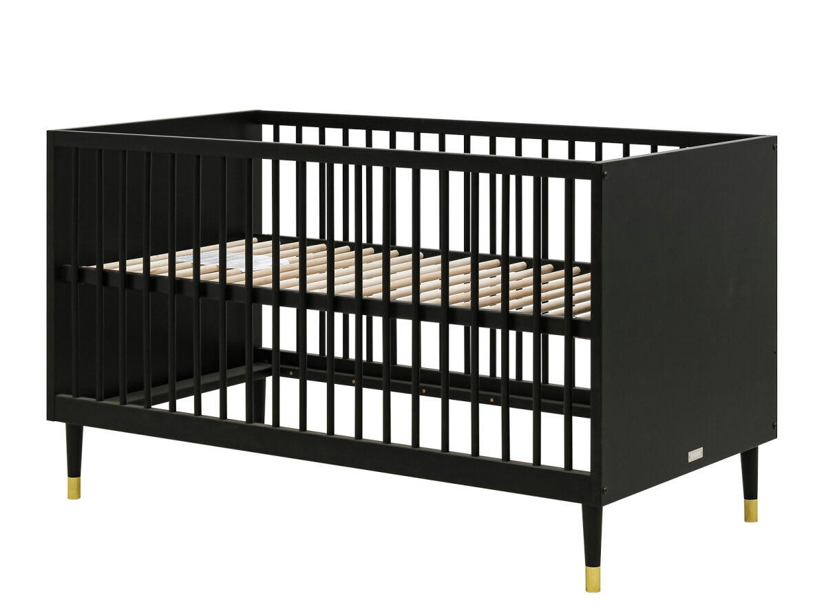 CLOË - Lit banquette 70x140 en MDF et hêtre noir mat