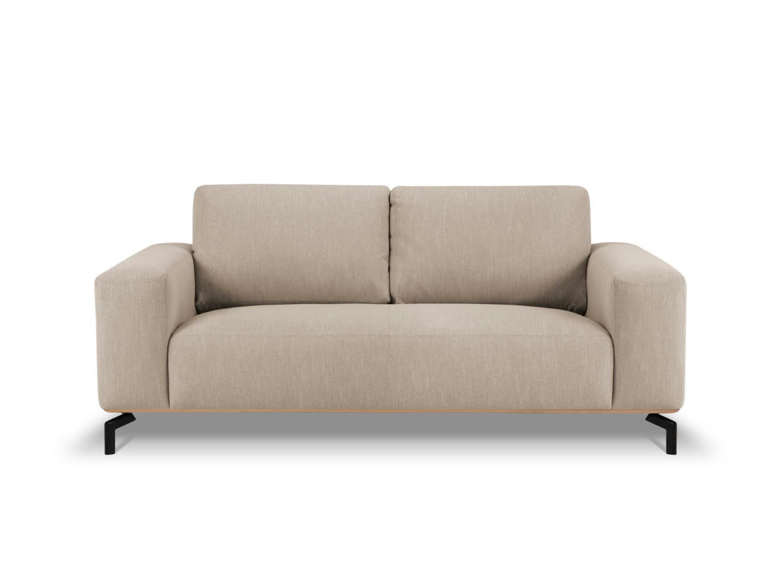 MARC - Canapé 2 places en Tissu Structurel Beige Foncé