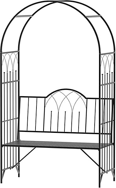 Arche à rosiers Banc de Jardin 2 Places 2 en 1 dim. 115L x 59l x 203H cm métal époxy Noir