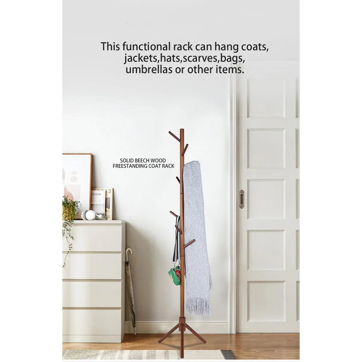 Wooden Brown Coat Rack