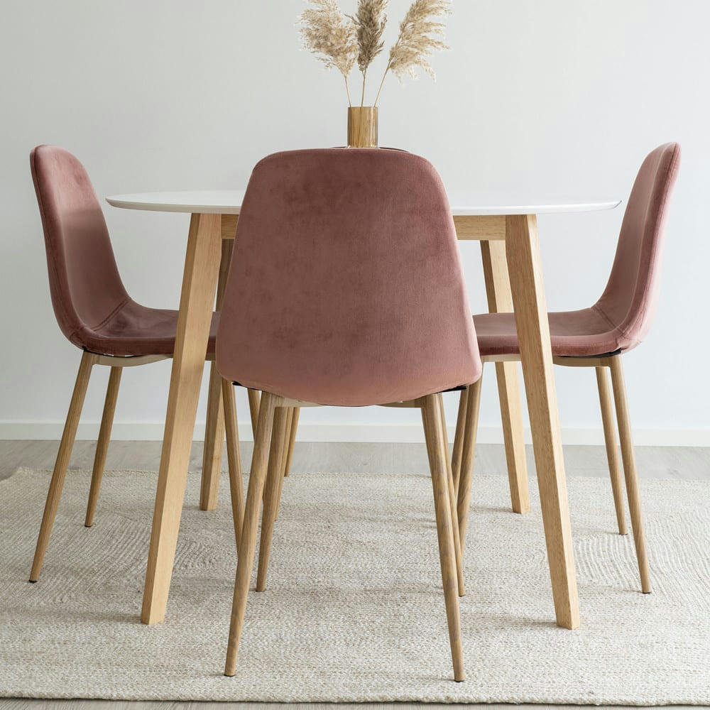VOJENS - Table à manger en bois D105cm blanc