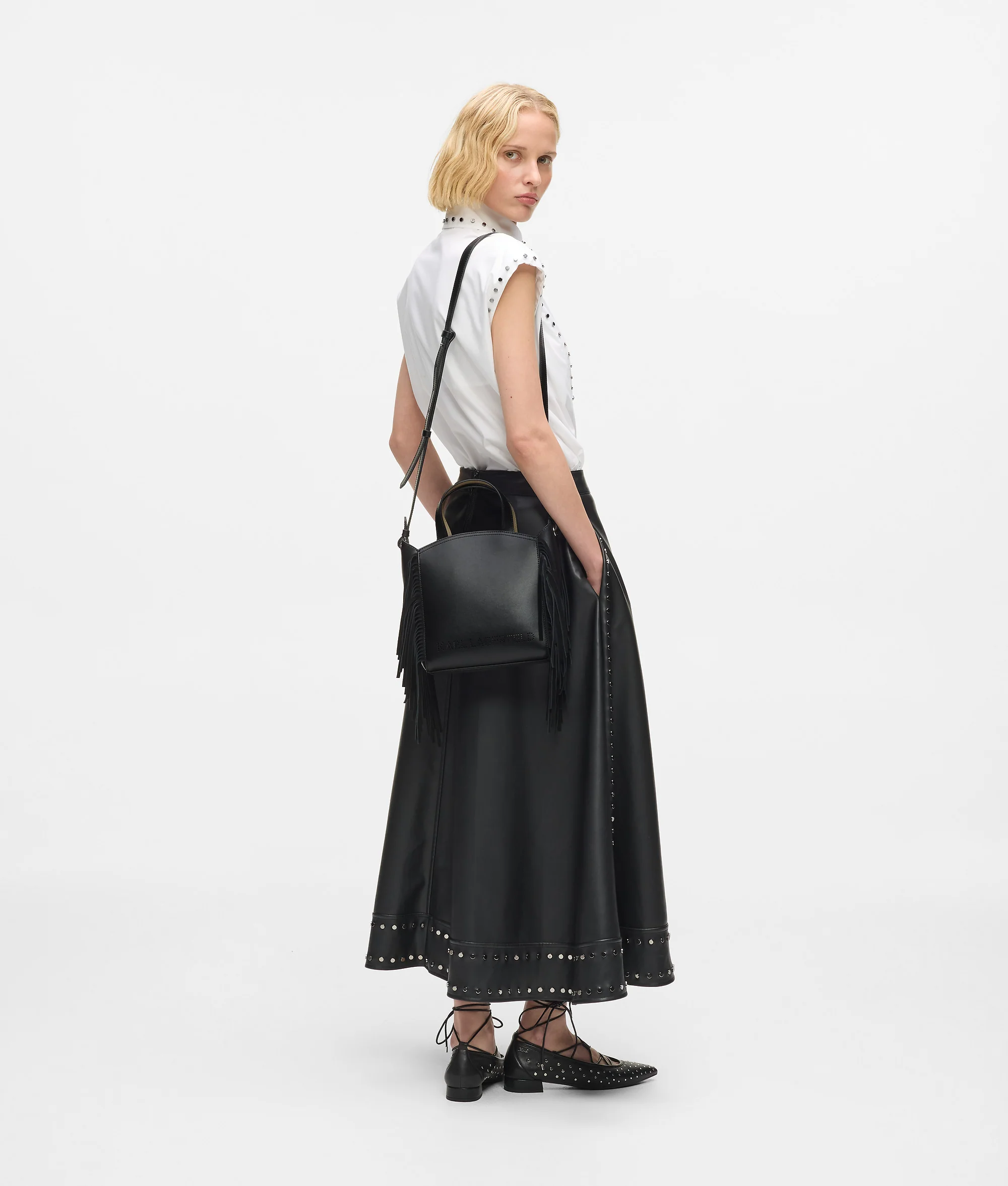 Petit tote bag à franges K/Circle