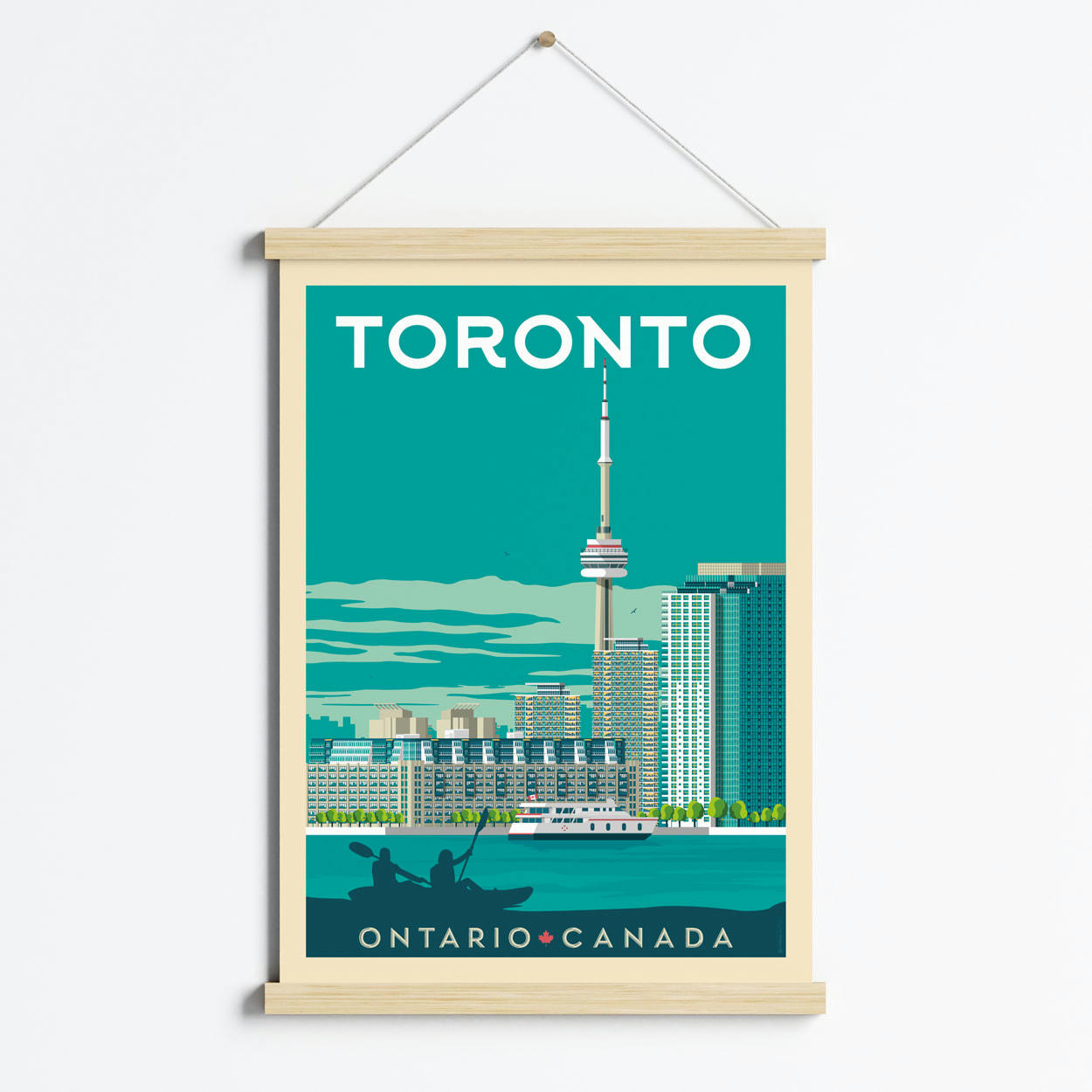 - Affiche Toronto Canada + Cadre Magnétique (Bois) 50x70 cm