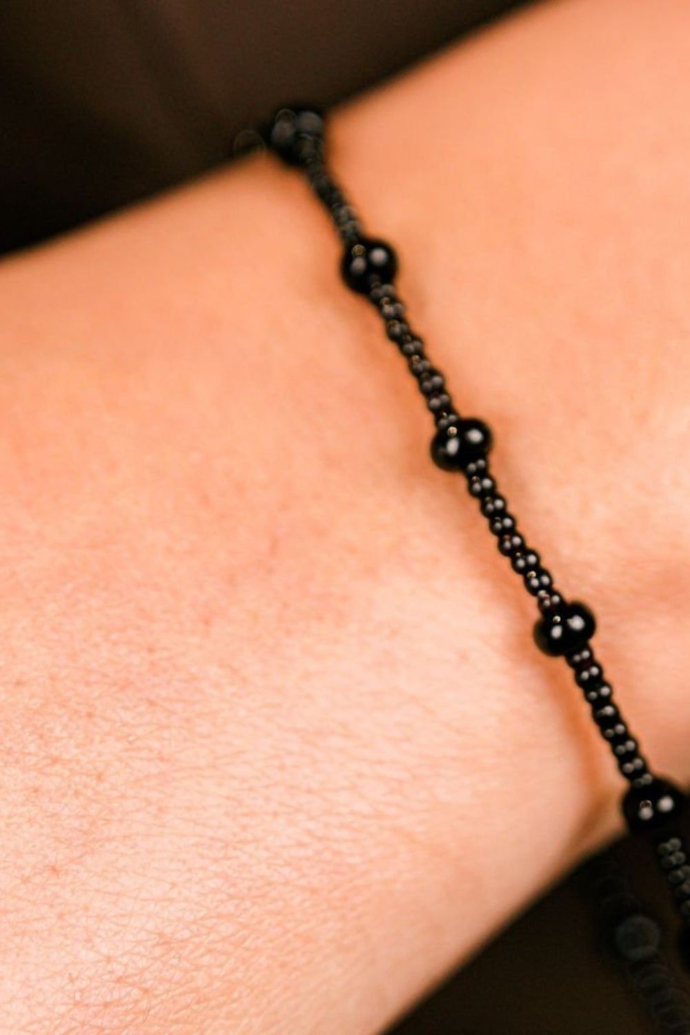 The Colourful Aura Adjustable Nazaria Black Beaded Indian Nazaria For New Borns and Adults Bracelet (Kids)