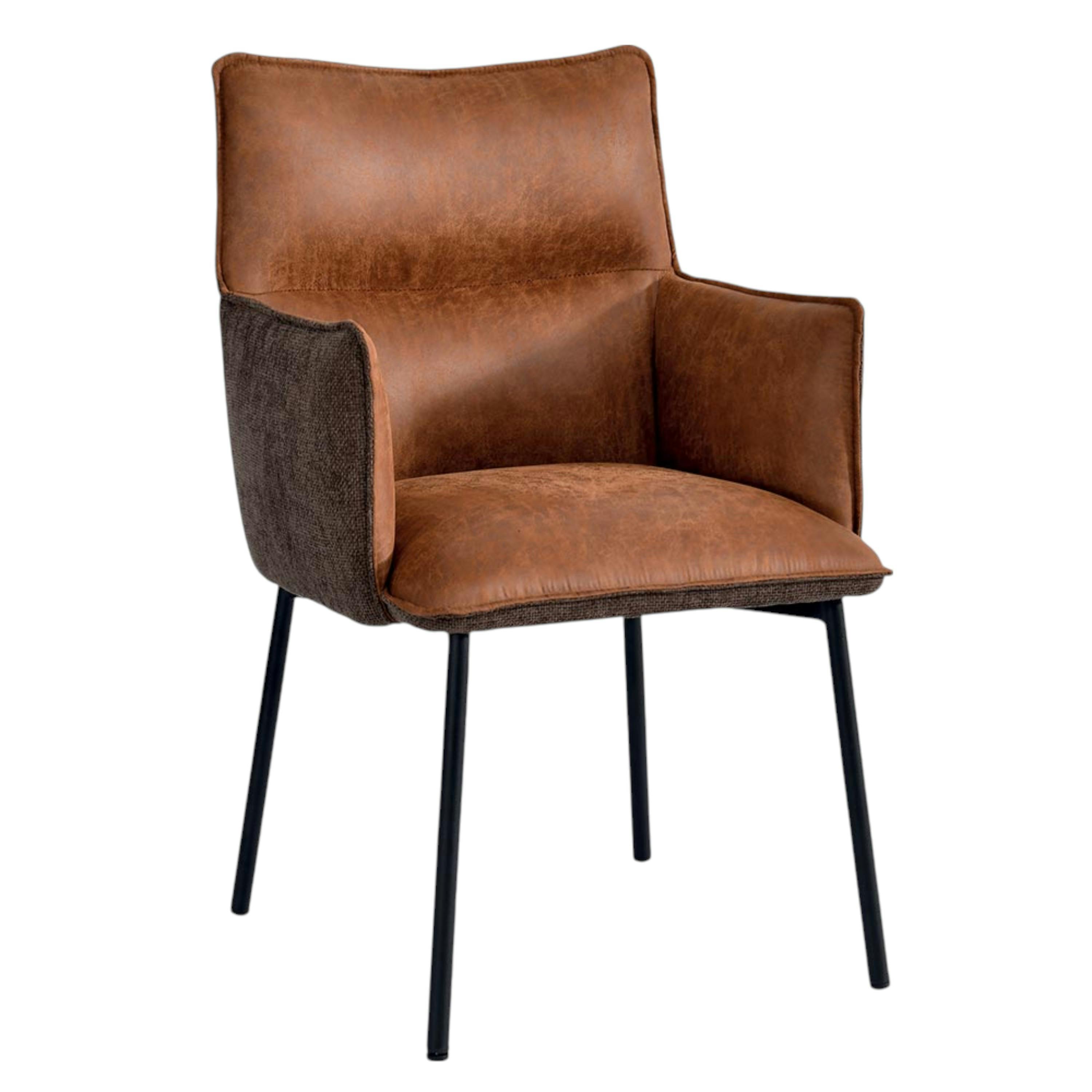 Chaise de salle à manger bi-matière marron (lot de 2) KERALA