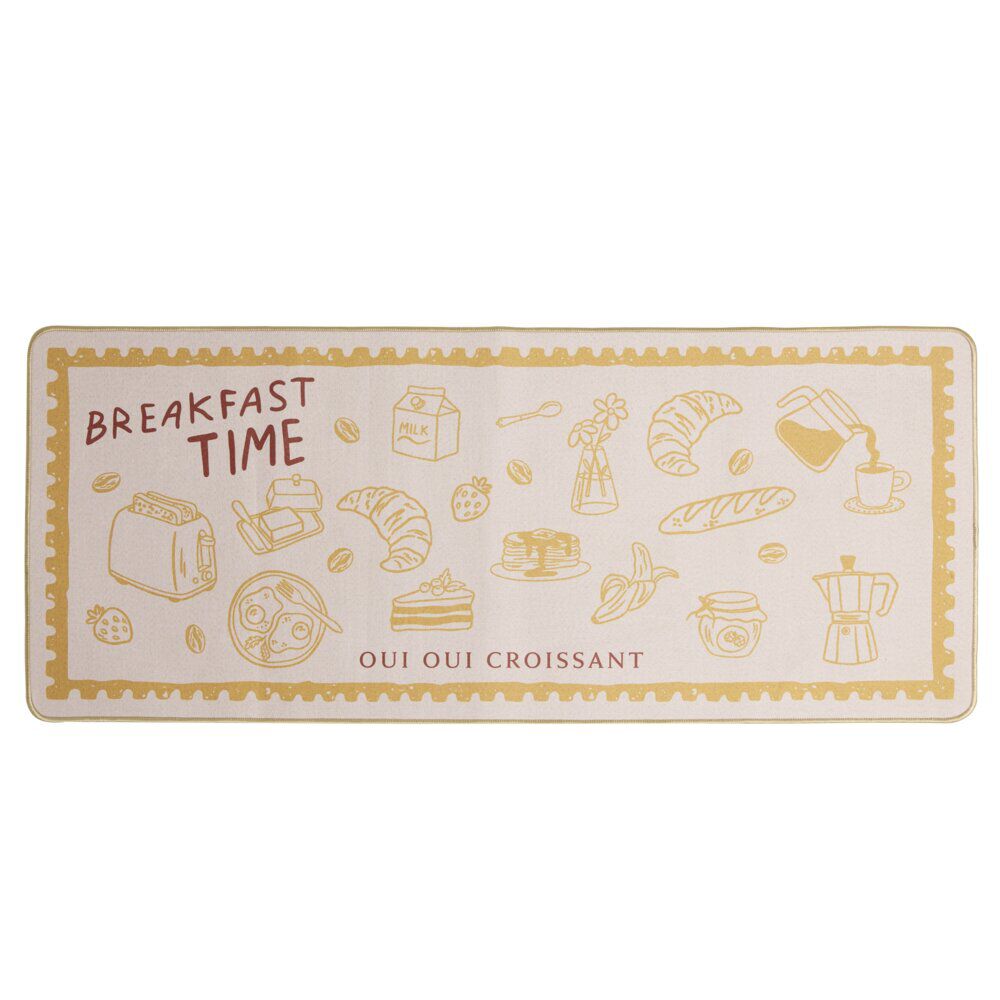 Tapis de cuisine rectangulaire antidérapant absorbant motifs croissants 50x120cm