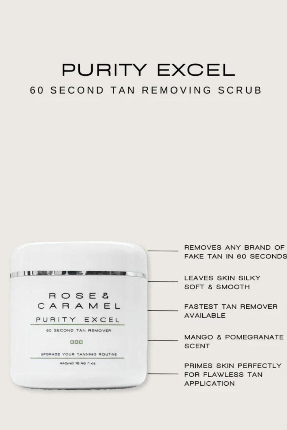 Rose & Caramel Purity Excel 60 Second Self Tan Remover