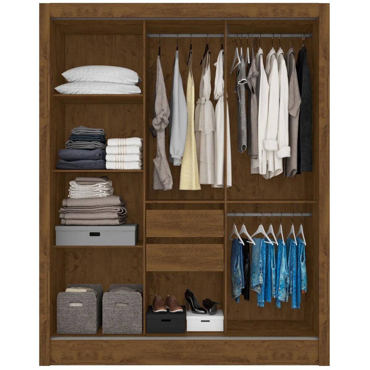 Wardrobe Bolivia Brown/Off White + Mirror