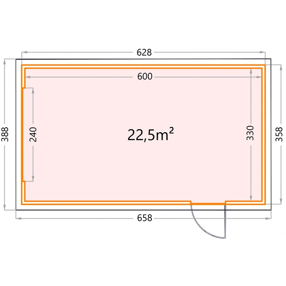 Garage, BxT: 358 x 628 cm (Außenmaße)