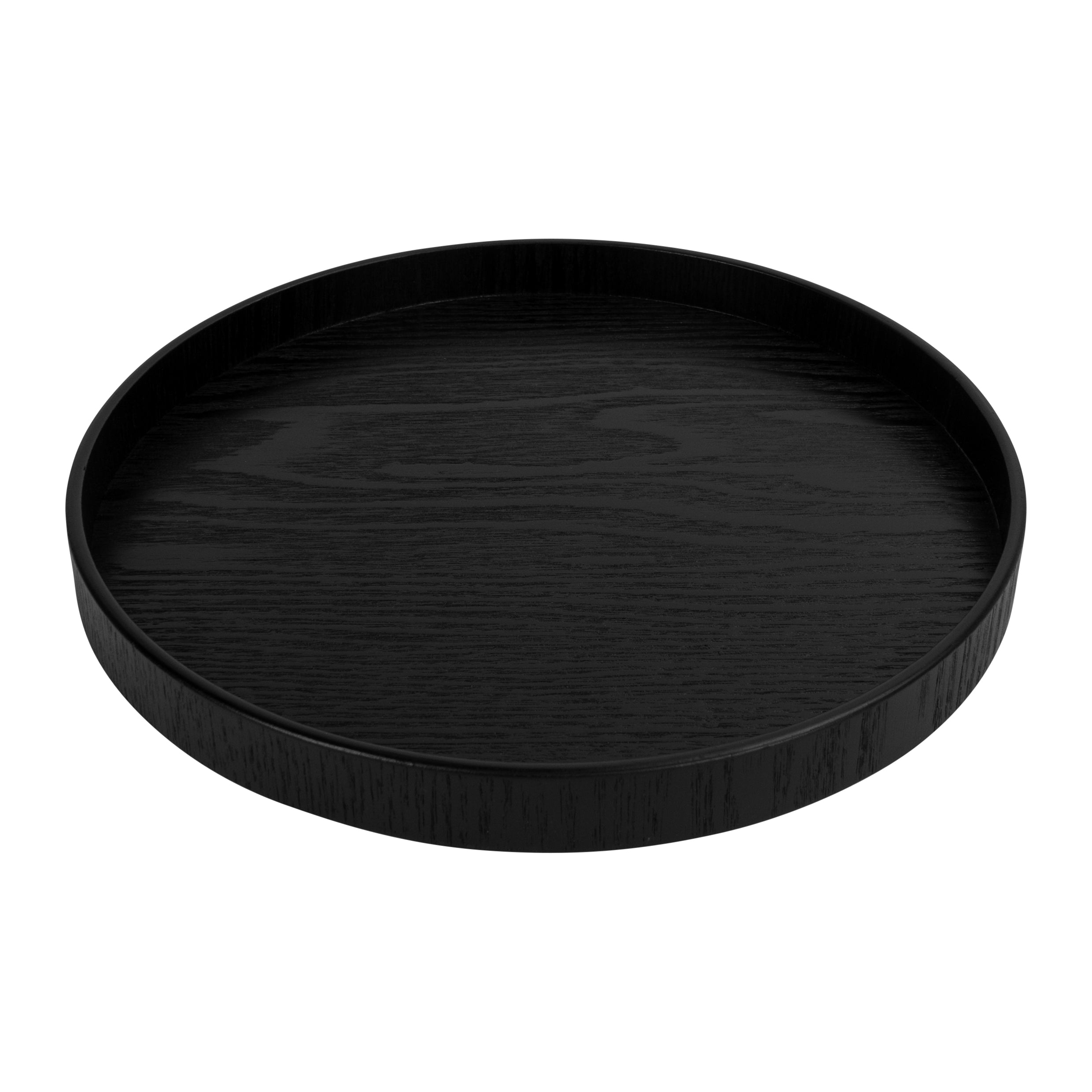 QUVIO Houten dienblad rond - Zwart - 27 cm