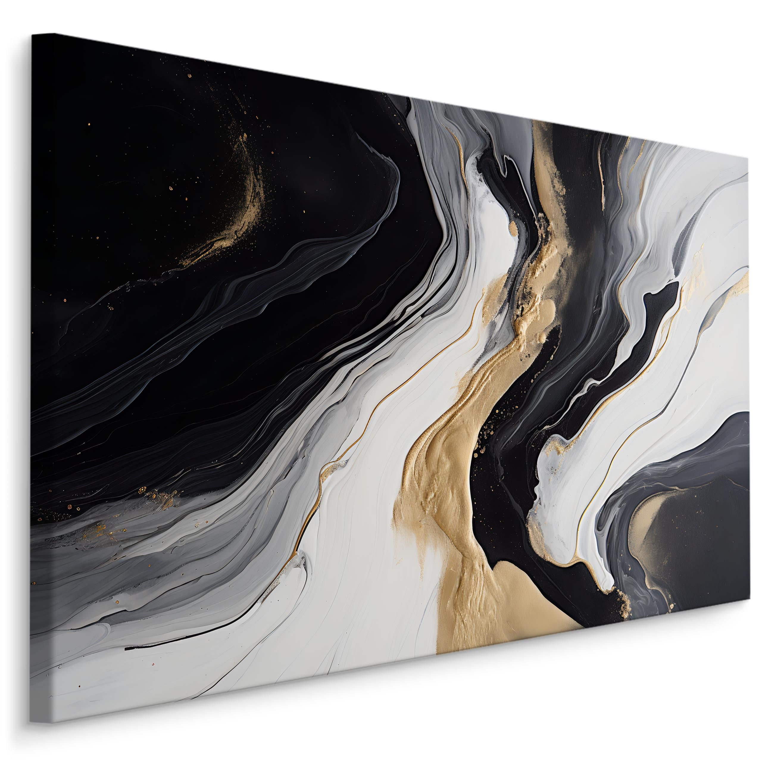 Obraz Do Sypialni Czarno-Biały Marmur Ze Złotem 30x20cm