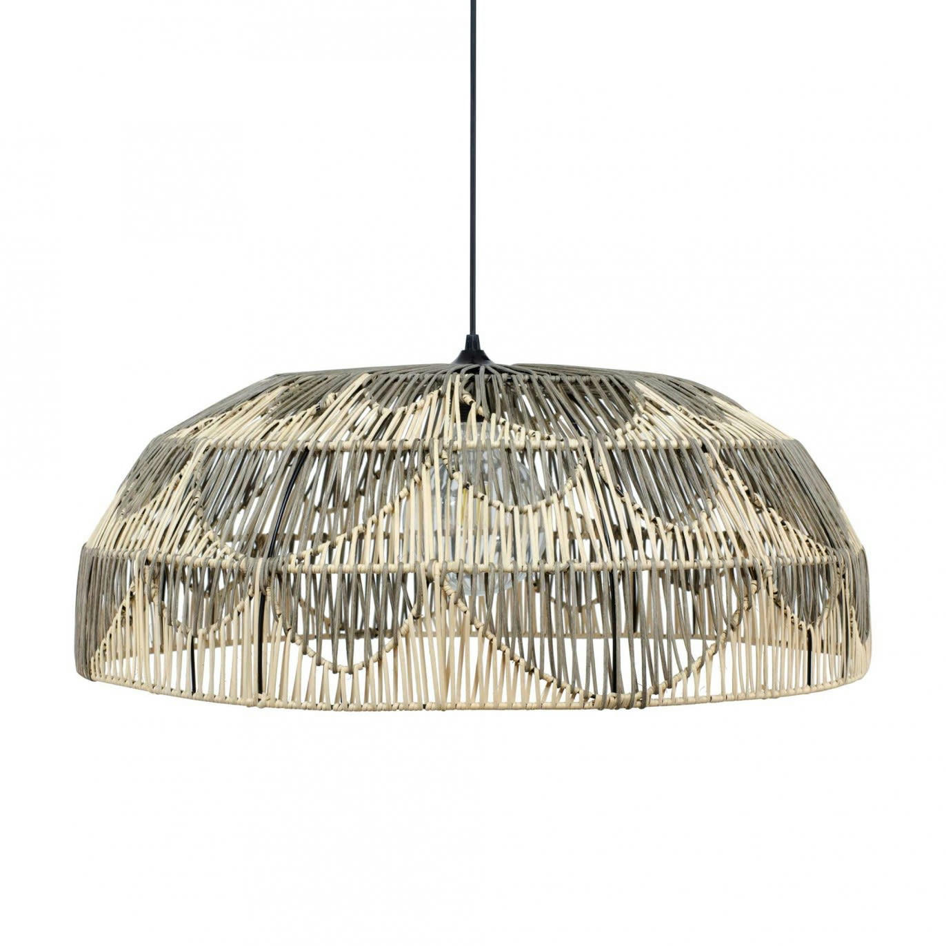 ALPA - Suspension en métal et rotin naturel et gris