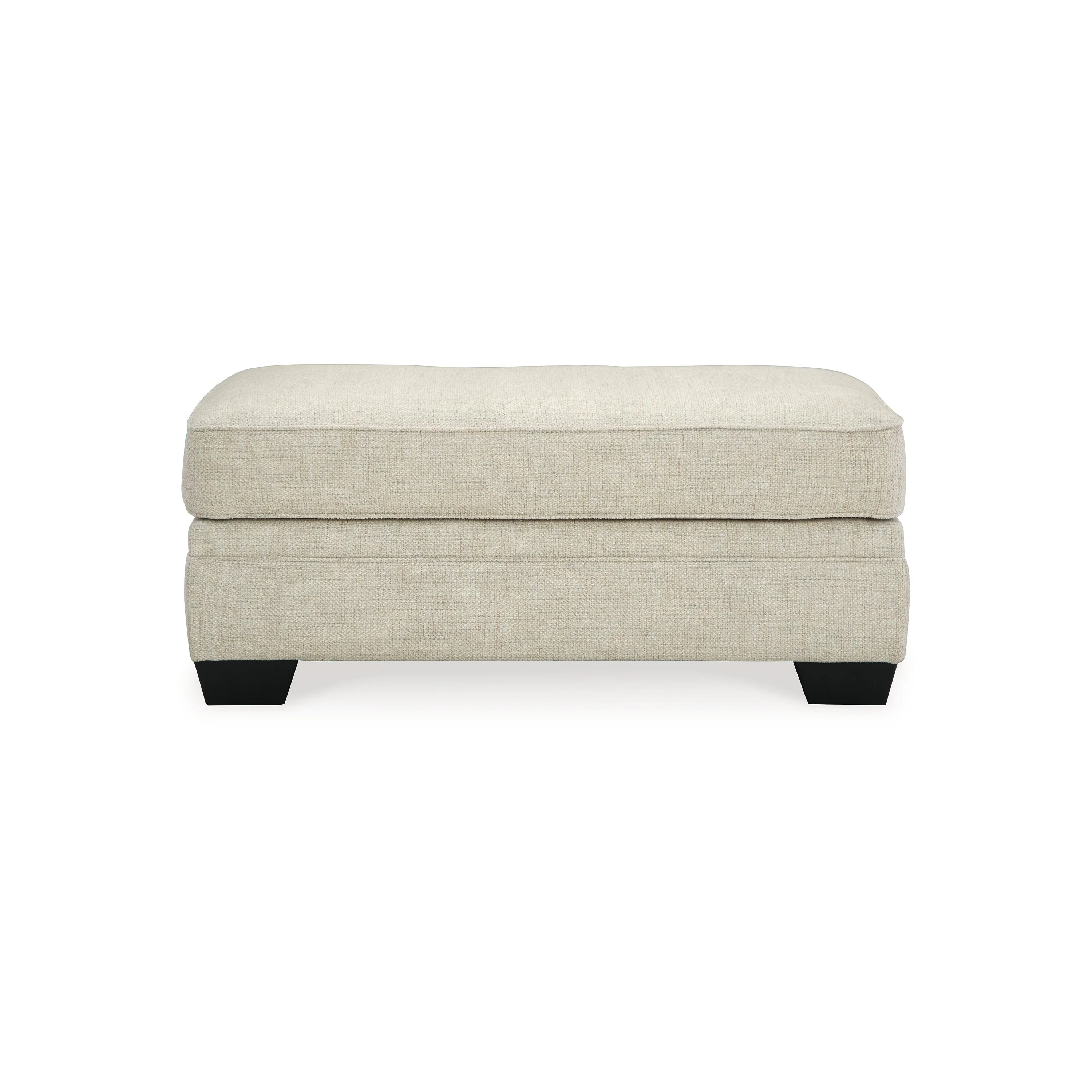 Zen Accent Ottoman, 44 Inch Rectangular, Slub Linen Beige Polyester