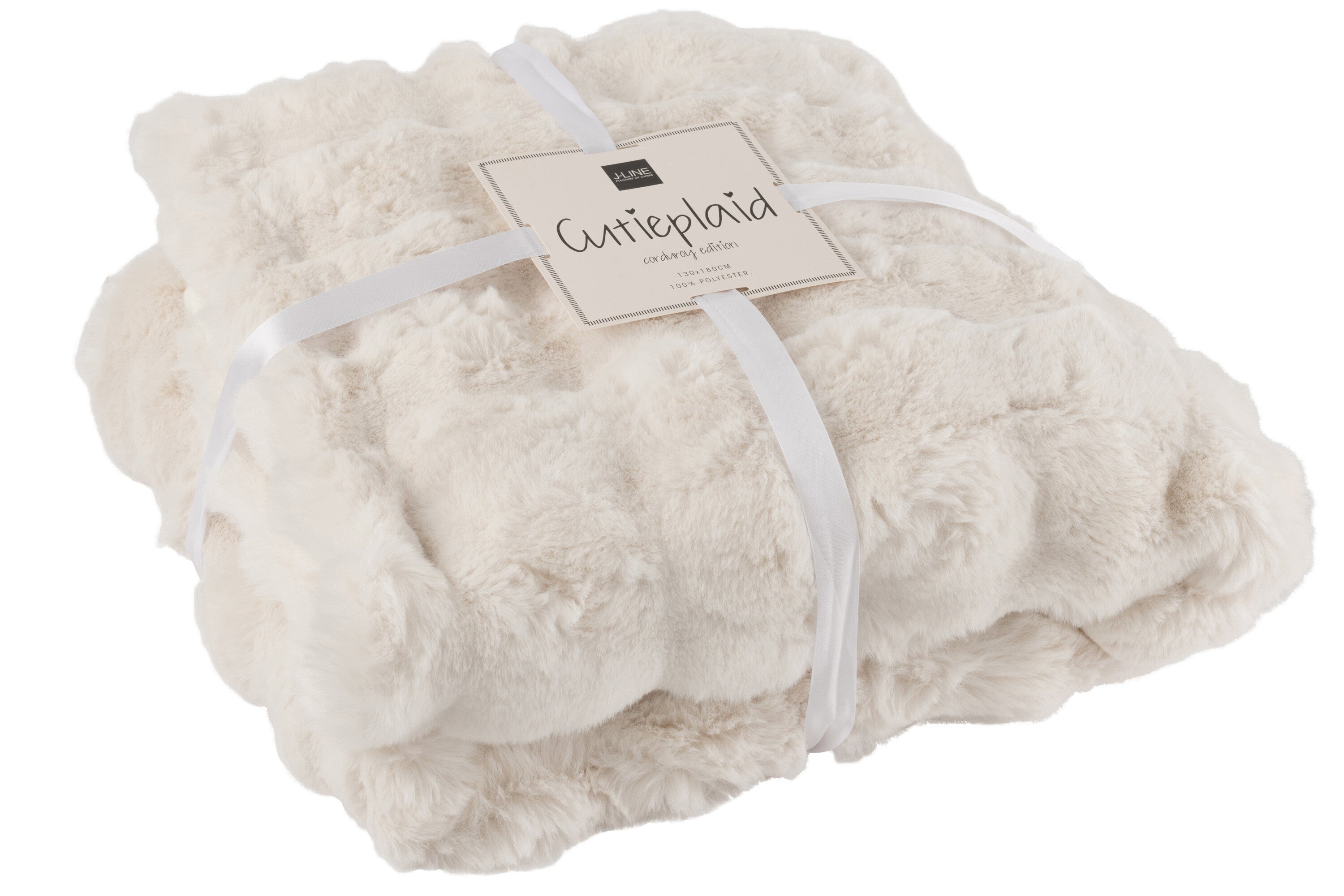 J-Line plaid Wave - polyester - wit - 180 x 130 cm