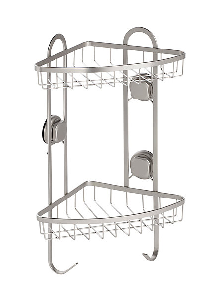 étagère d'angle de douche Tenno avec ventouse acier chromé et ABS GoodHome